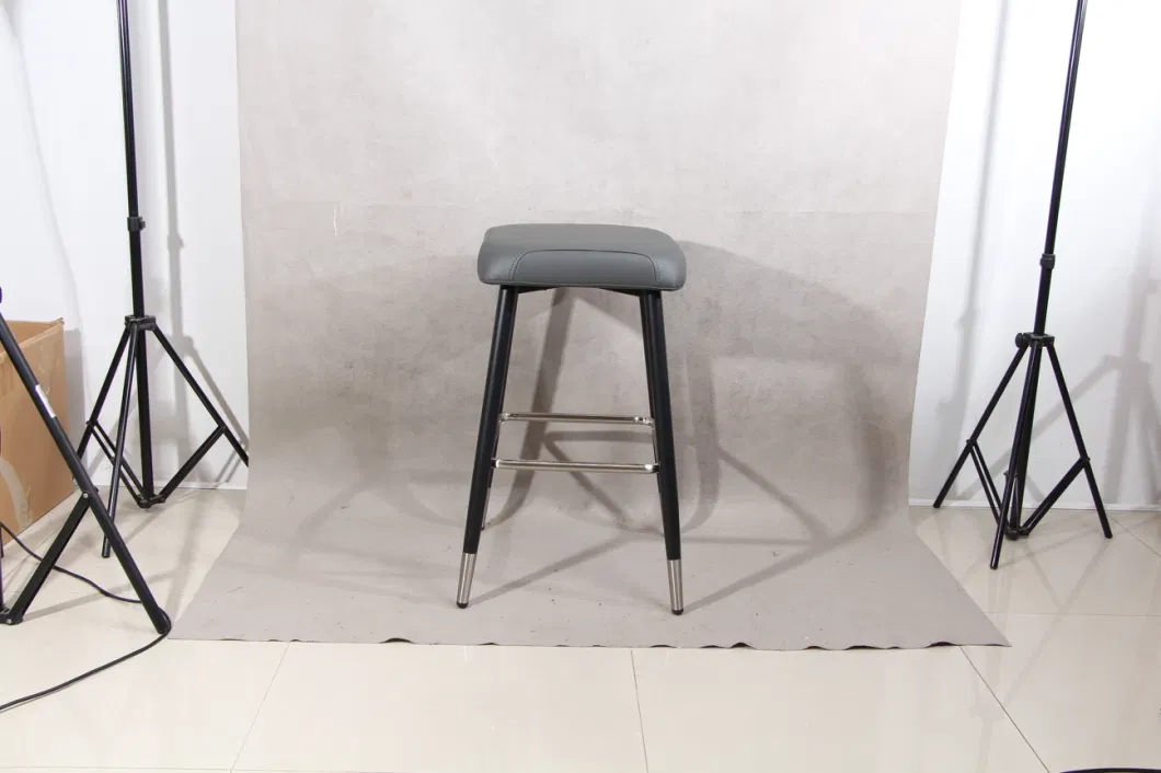 Swivel Grey Bar Chair with Black Coating Base